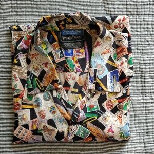 Nicole Miller Multicolor Passport Print Collared Shirt